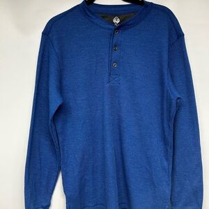 Classic Blue Long Sleeve Henley Shirt